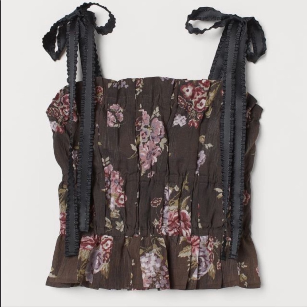 Brock collection x H&M top, lyocell blend top in dark brown size XS. NWT.